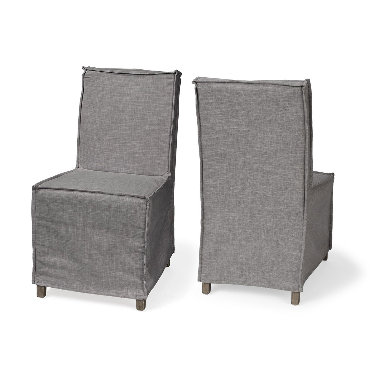 Elbert Solid Back Dining Side Chair | Grey Fabric with Brown Wood, Dining Chair by Mercana, 19.25" length x 21.75" width x 35.25" height View 6