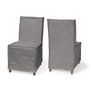 Elbert Solid Back Dining Side Chair | Grey Fabric with Brown Wood, Dining Chair by Mercana, 19.25" length x 21.75" width x 35.25" height thumbnail 6