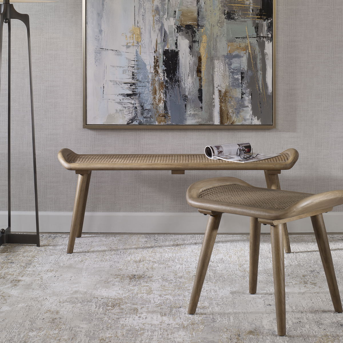 Arne Scandinavian Small Bench, Benche by Uttermost, 22" width x 19" height x 17" depth View 8