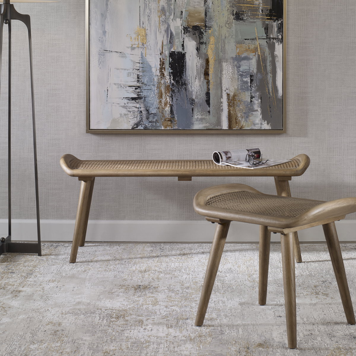 Arne Scandinavian Small Bench, Benche by Uttermost, 22" width x 19" height x 17" depth View 8