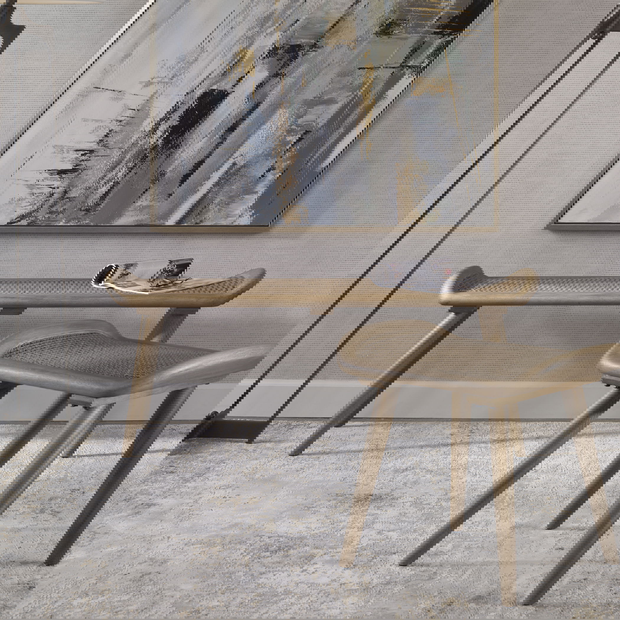 Arne Scandinavian Small Bench, Furniture by Uttermost, 22" width x 19" height x 17" depth View 8