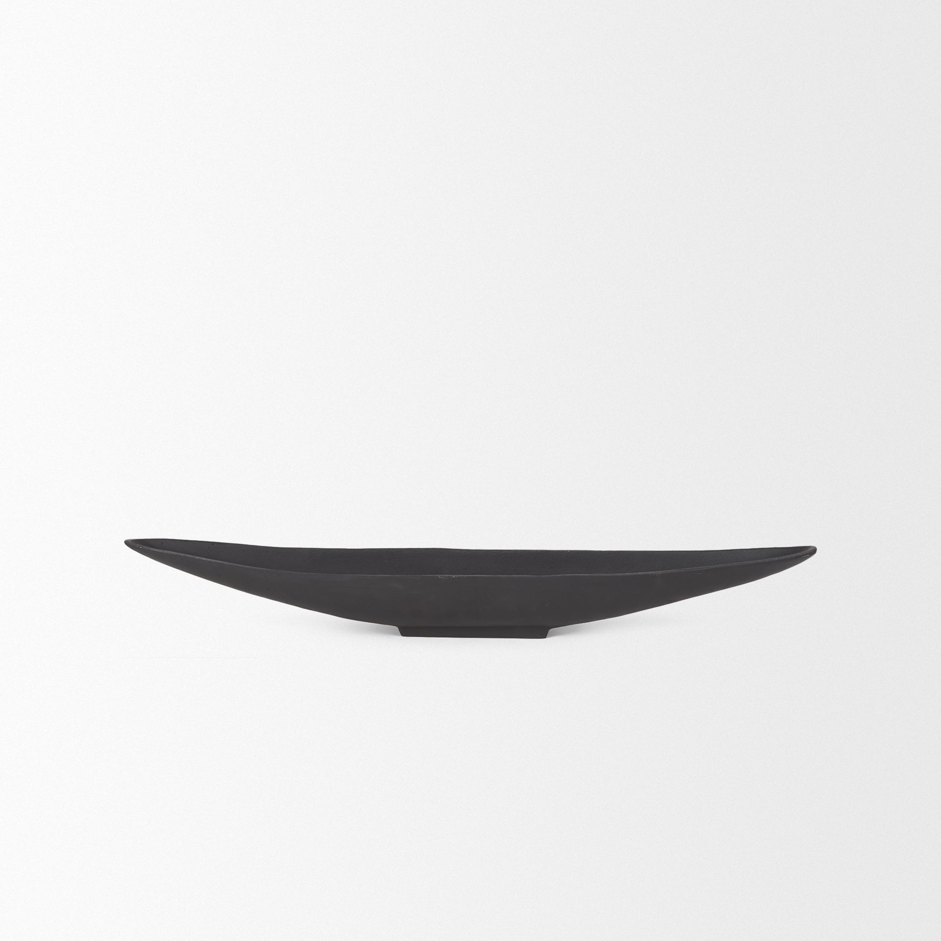 Piero Small Matte Black Metal Decorative Bowl, by Mercana, 31.5" length x 5" width x 4" height View 3