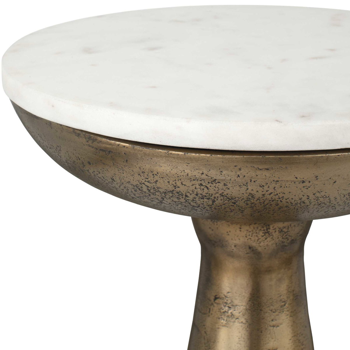 Torin Marble & Brass Drink Table, Side & End Table by Uttermost, 12" width x 22" height x 12" depth View 5