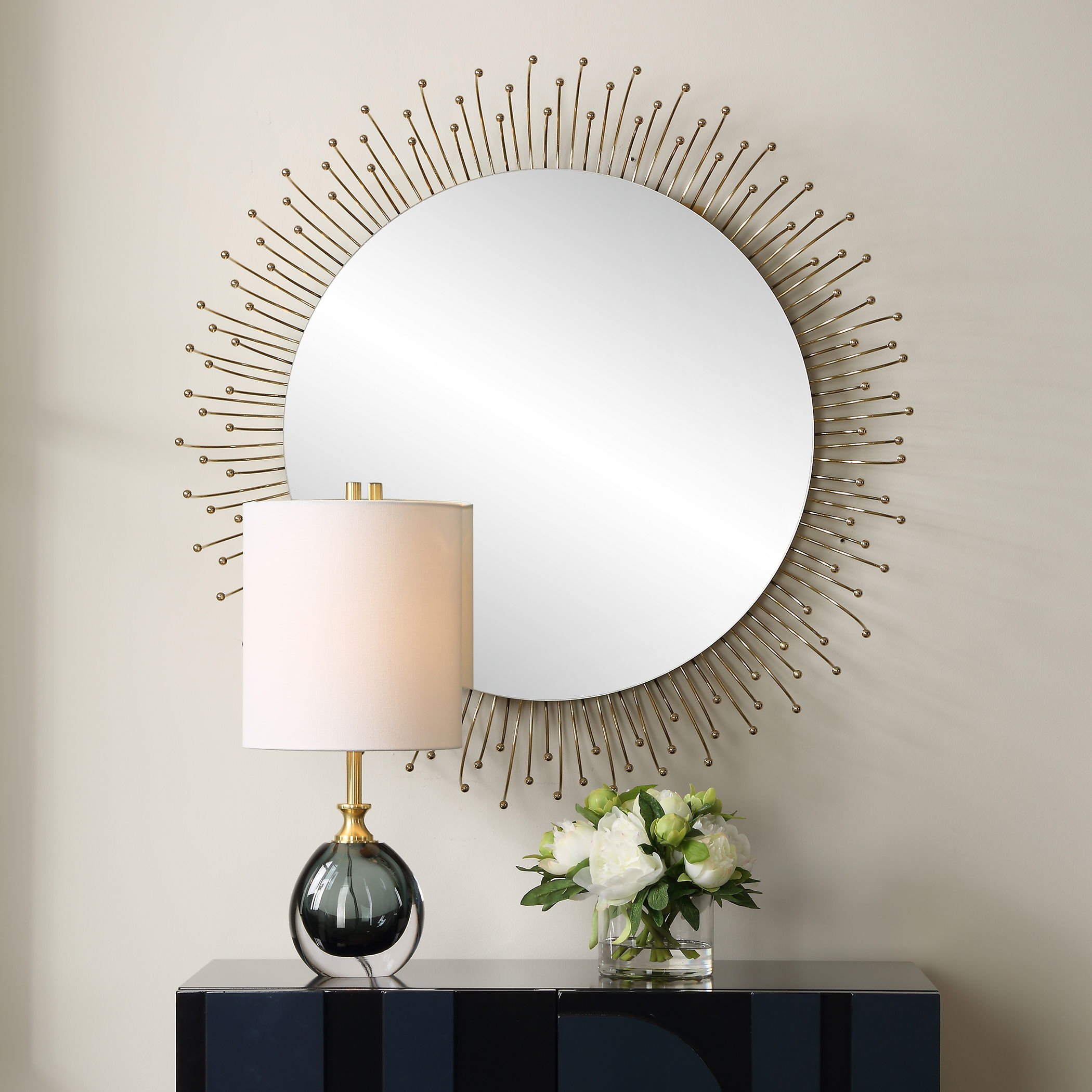 Aga Round Gold Mirror, by Uttermost, 31" width x 31" height x 5.5" depth View 2