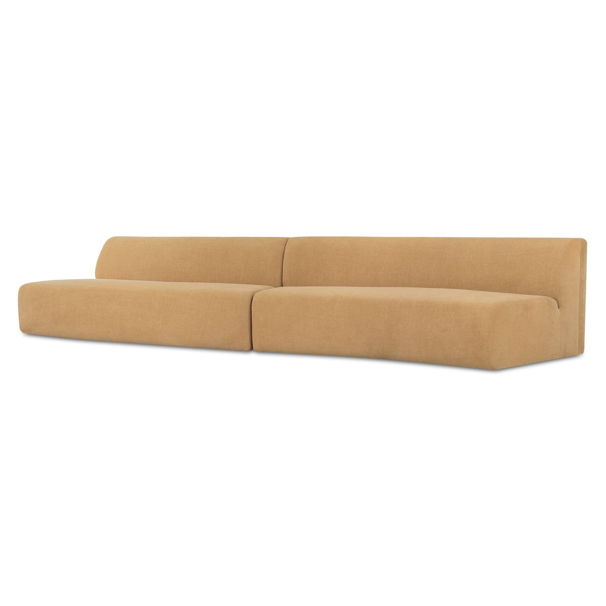 Naomi 2 Piece Wave Modular Sectional Golden Yellow, Sectional Sofa by Moe's Home, 161.4" width x 28.3" height x 39" depth View 3