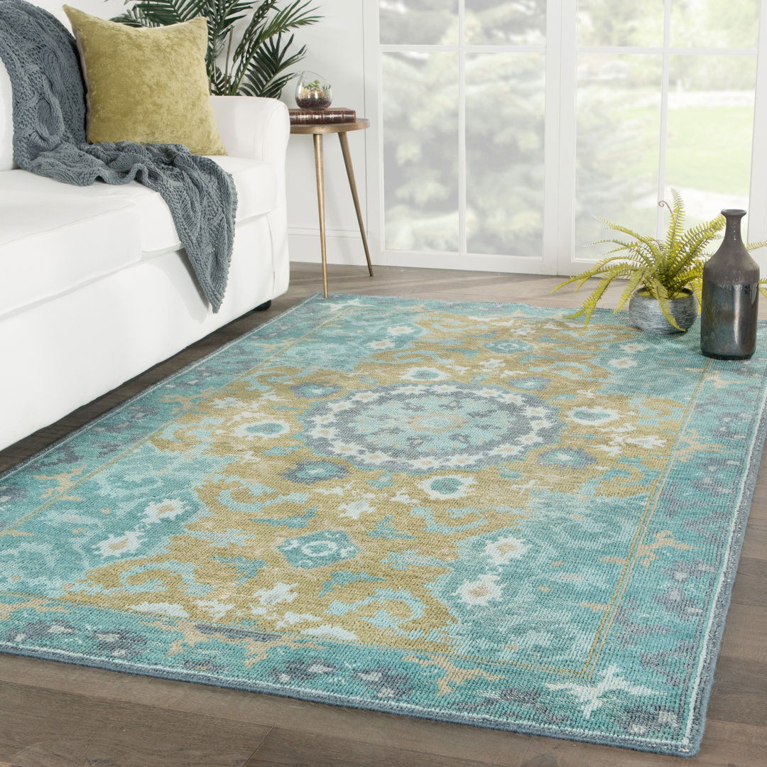 Jaipur Living Modify Handknotted Medallion Teal Olive Area Rug large image 