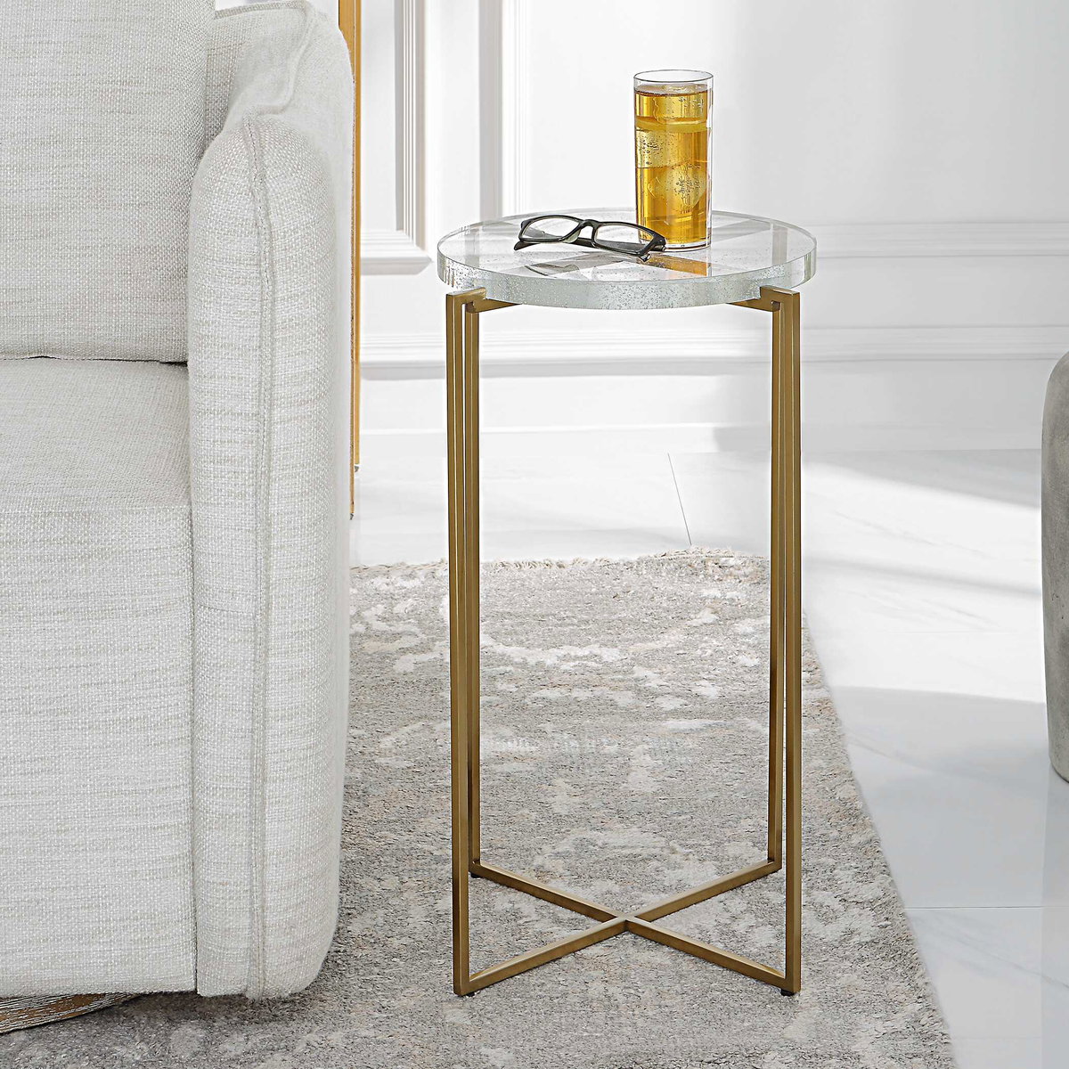 Star-crossed Glass Accent Table, Furniture by Uttermost, 15.62" width x 24.25" height x 15.62" depth View 4