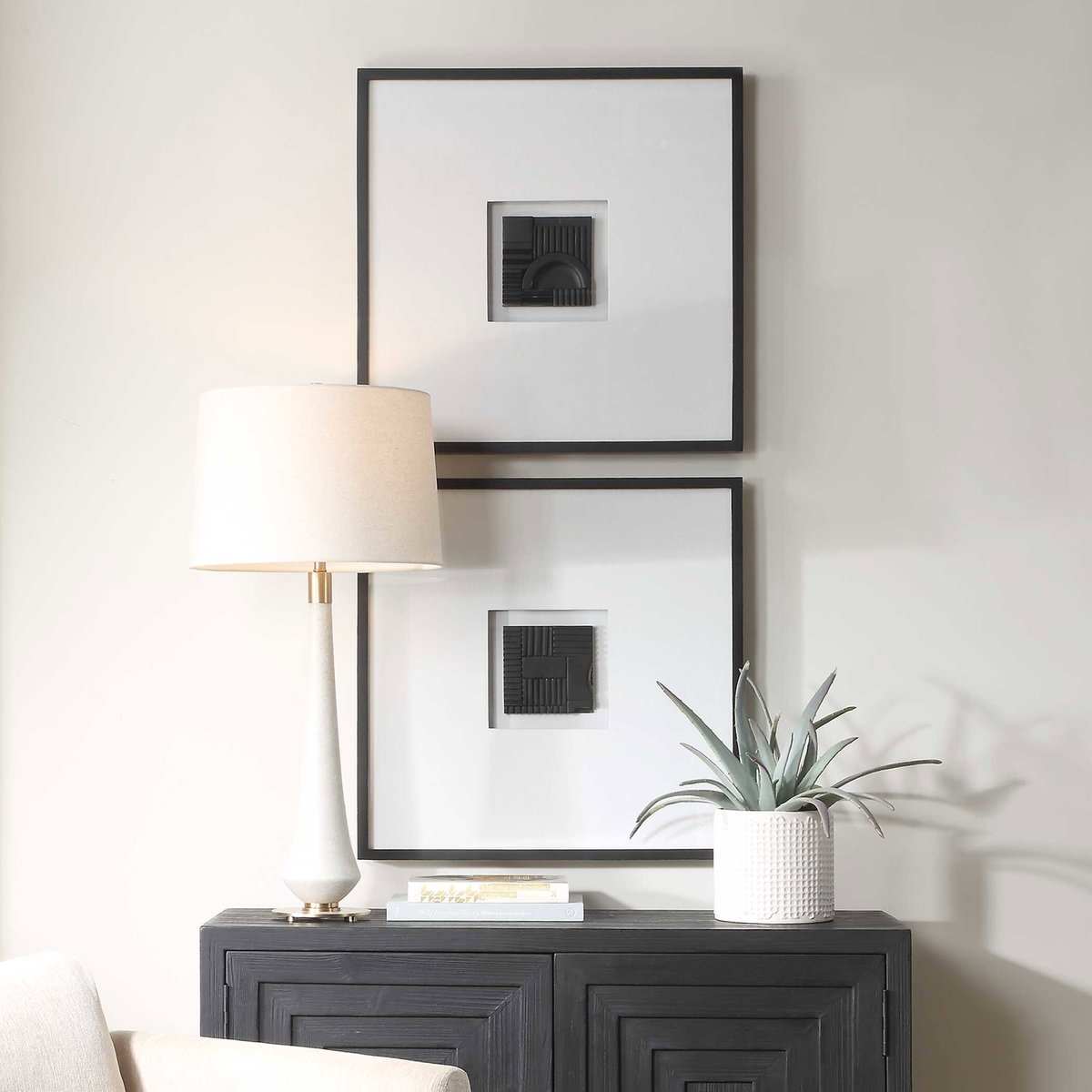 Origins Shadow Boxes Set/2, Sculptural Wall Art by Uttermost, 25.5" width x 25.5" height x 1.5" depth View 2