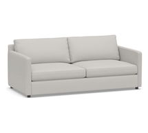 Online Designer Living Room Pacifica Square Arm Upholstered Sofa 79.5", Polyester Wrapped Cushions, Heathered Chenille Pebble