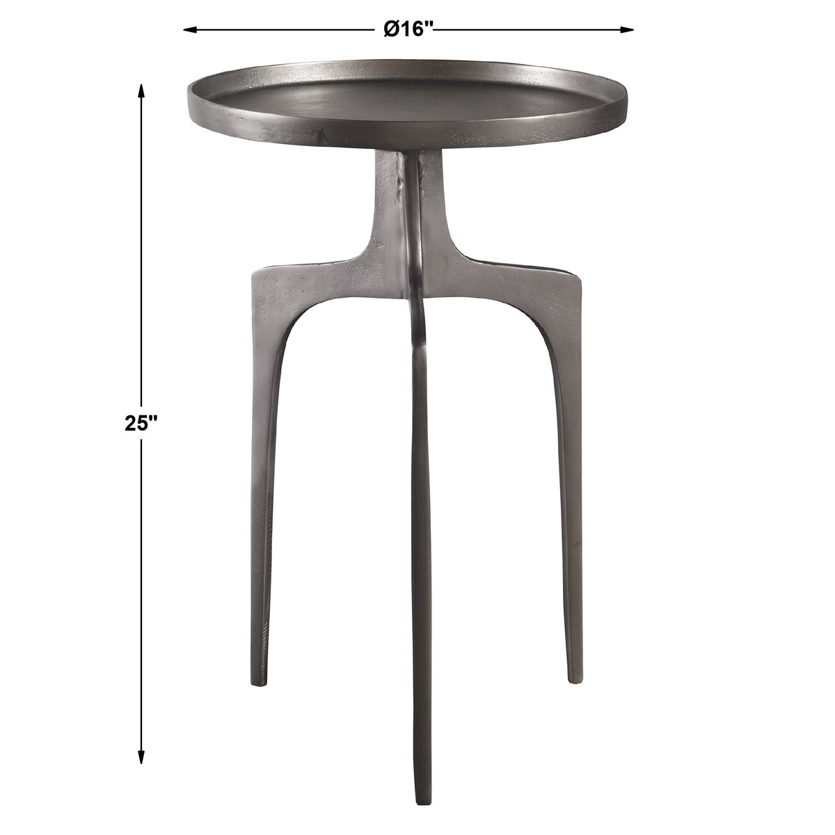 Kenna Nickel Accent Table, Side & End Table by Uttermost, 16" width x 25" height x 16" depth View 3