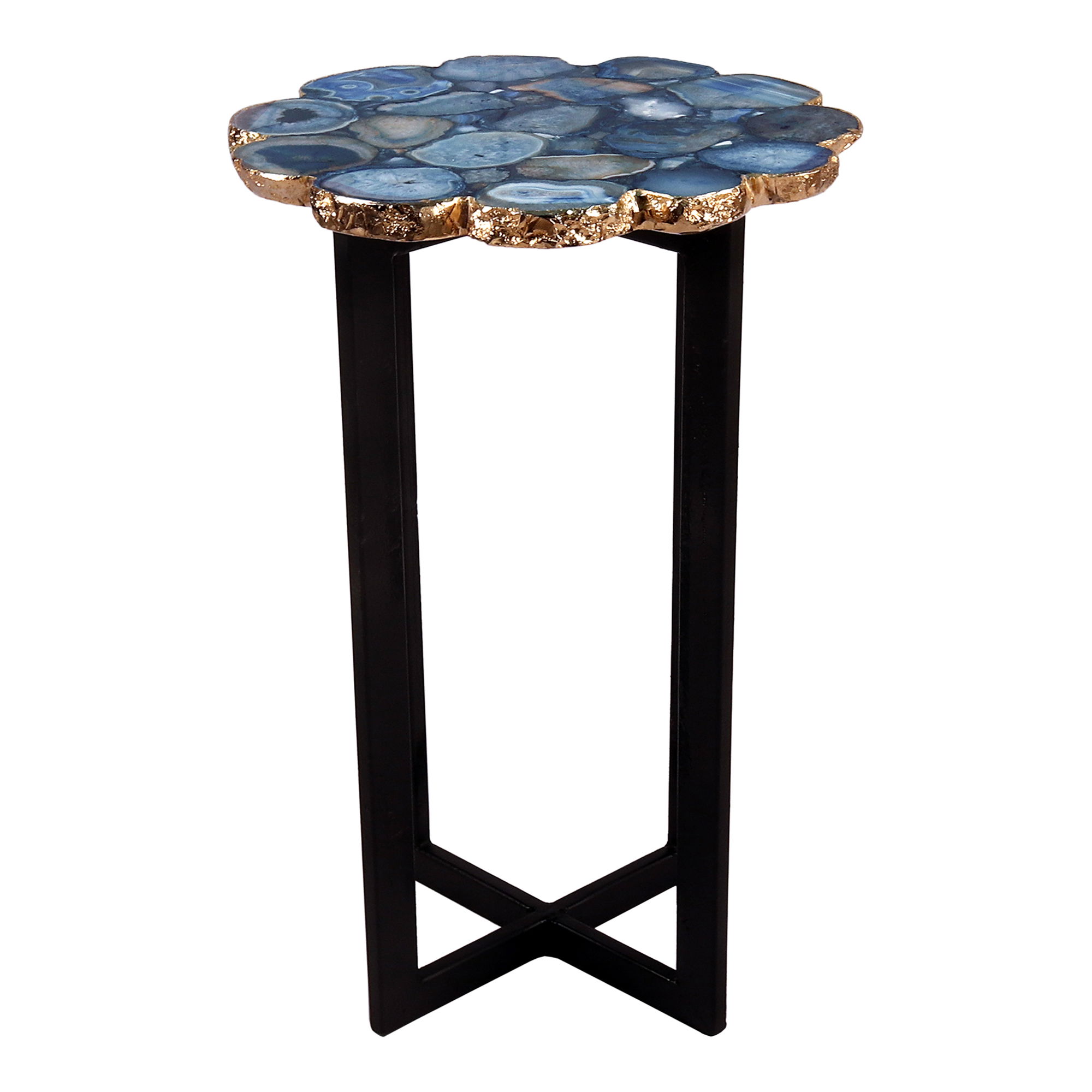 Azul Agate Accent Table Blue, Side & End Table by Moe's Home, 12" width x 21" height x 12" depth View 2