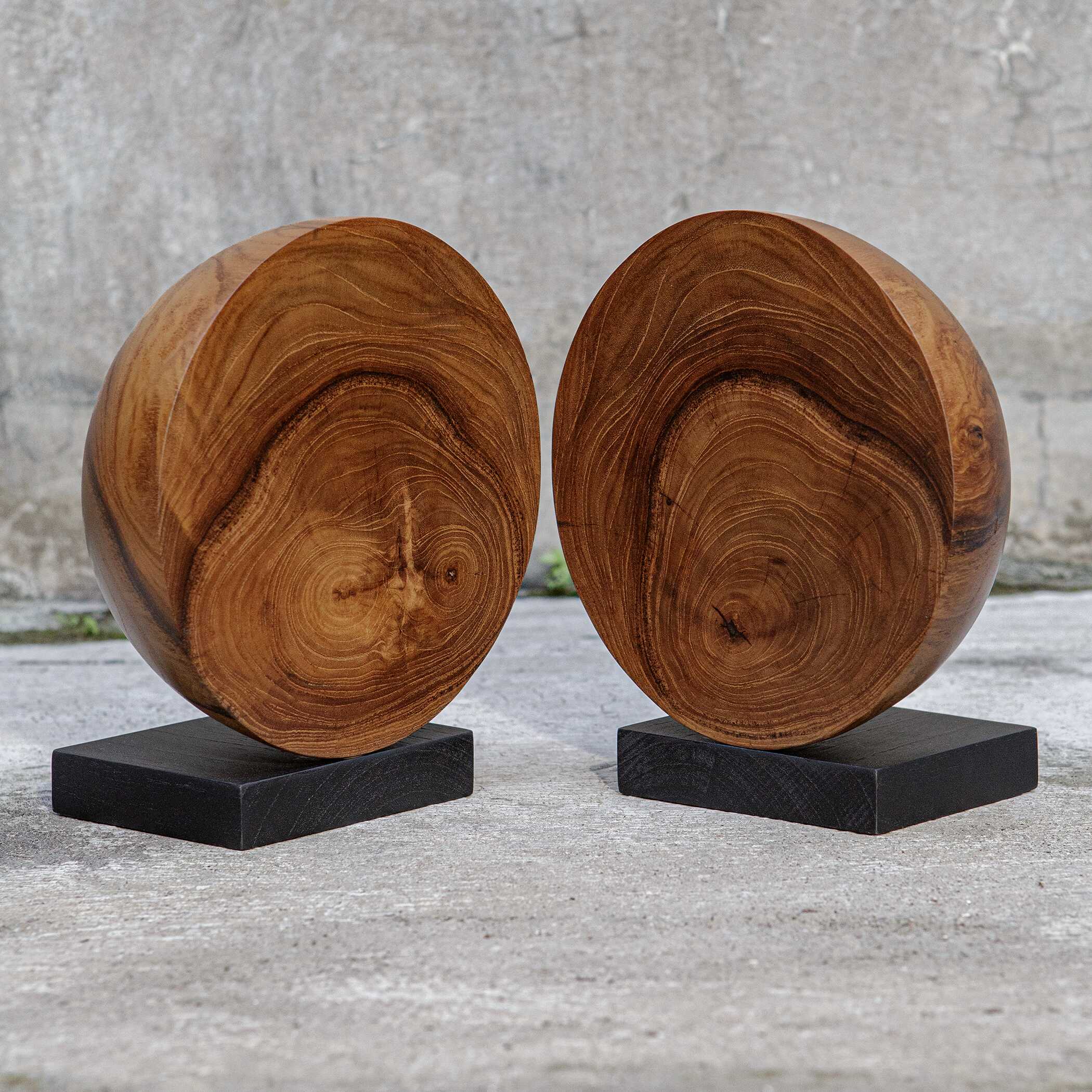 Teak And Noir Bookends Set/2, Decorative by Uttermost, 8" width x 9" height x 8" depth View 4