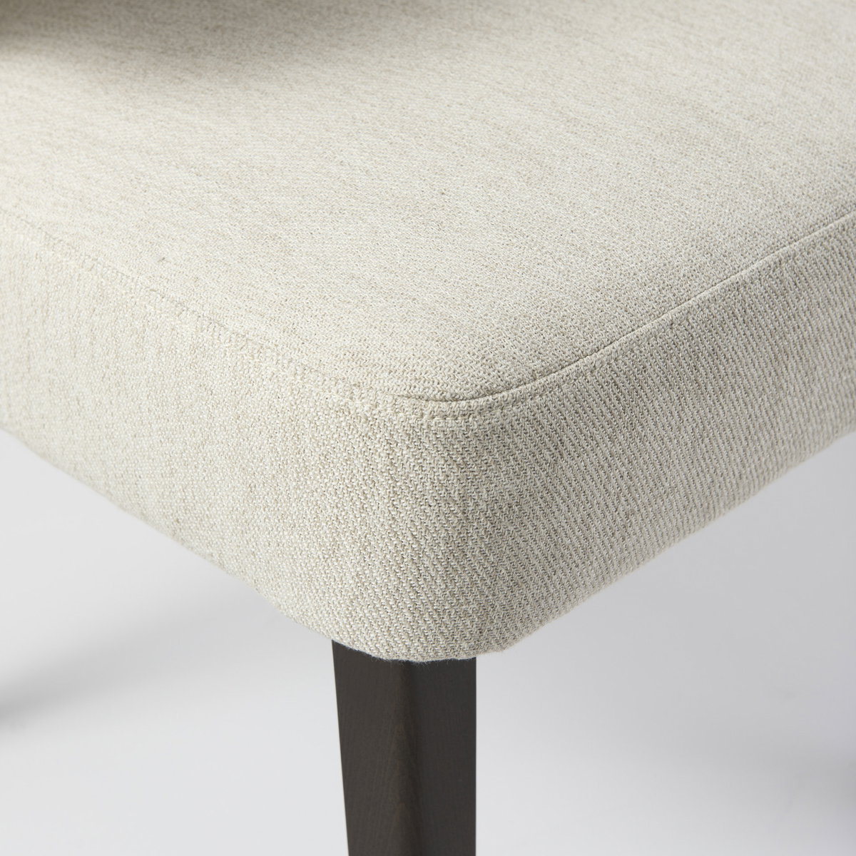 Niles Wingback Dining Side Chair | Cream Fabric with Dark Brown Wooden, Dining Chair by Mercana, 21.65" length x 25" width x 31.89" height View 13