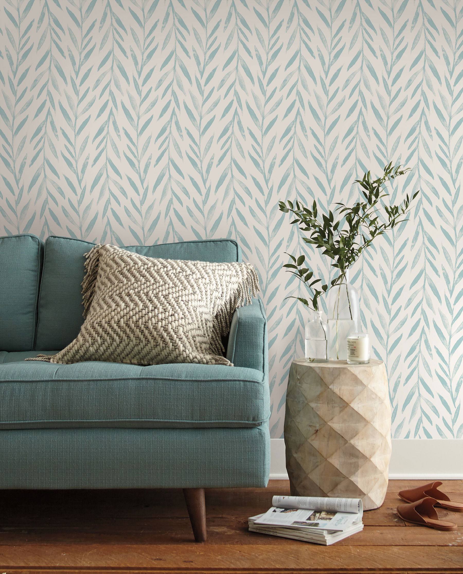 Magnolia Home Willow Blue Peel & Stick Wallpaper large image 