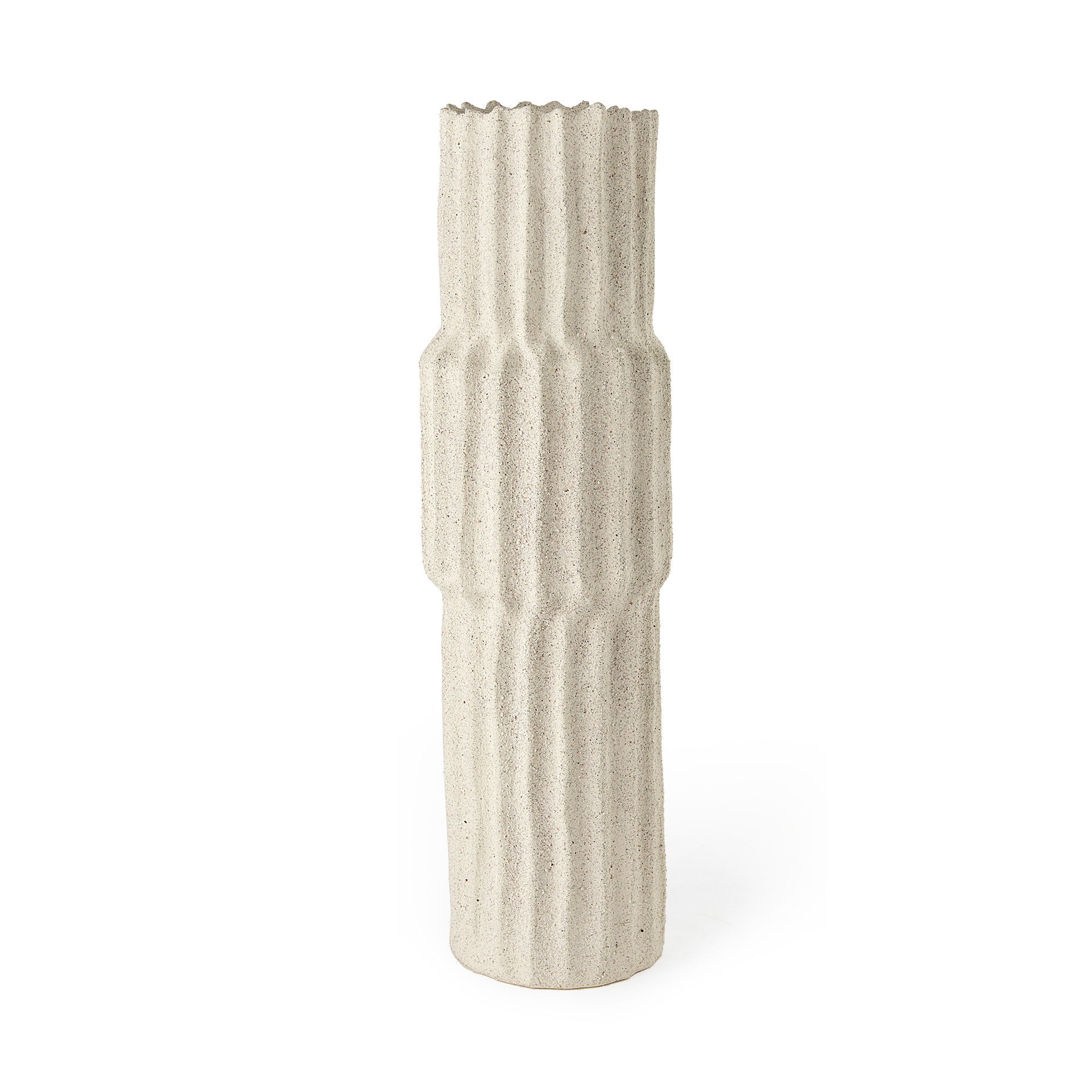 Cardon 23.0H Cream Ceramic Vase, by Mercana, 6.69" length x 6.69" width x 23.03" height View 1