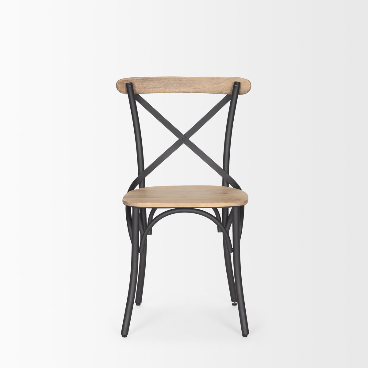 Etienne Cross Back Dining Side Chair | Light Brown Wood with Iron, Dining Chair by Mercana, 20.5" length x 19.5" width x 35.5" height View 4