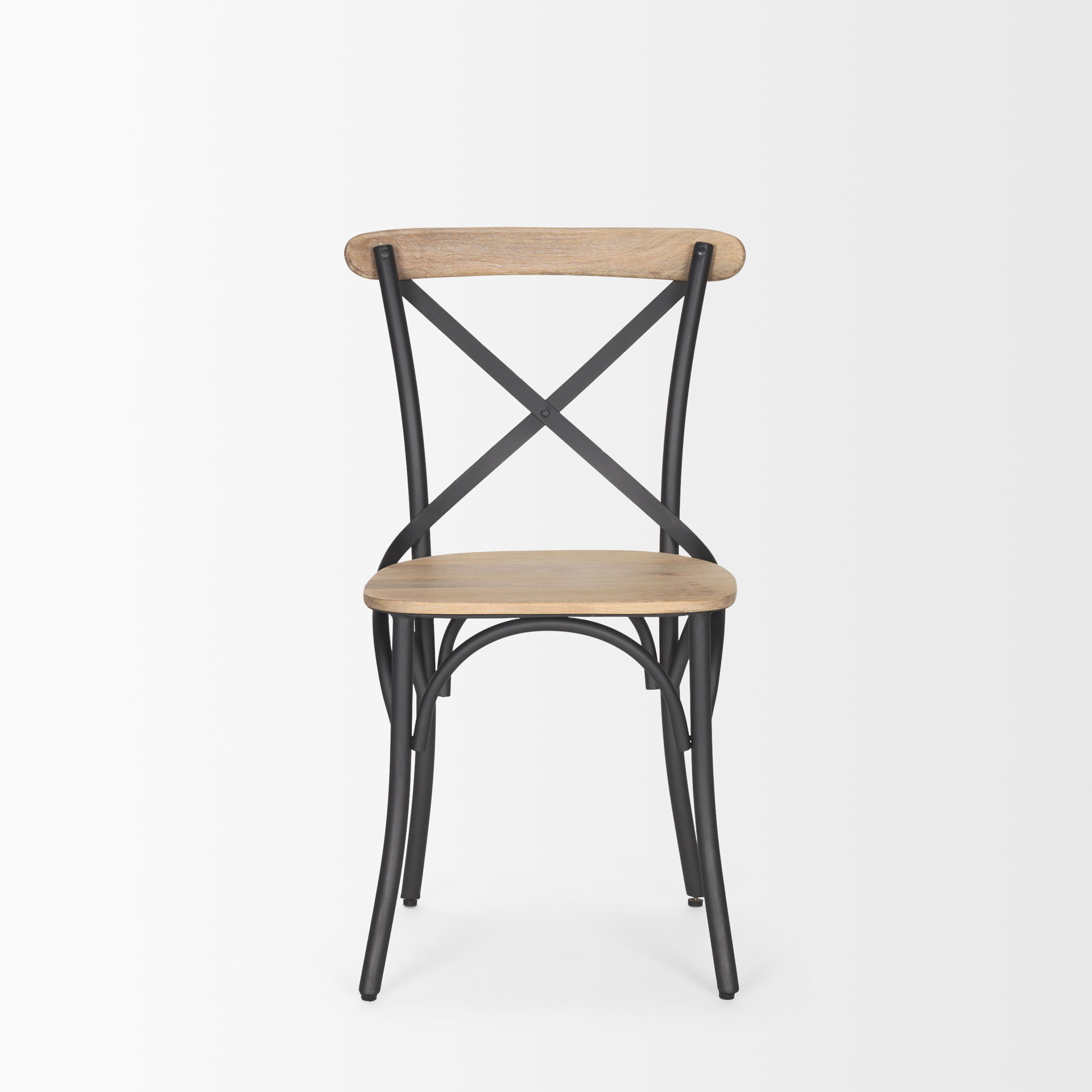 Etienne Light Brown Wood with Iron Metal Dining Chair, by Mercana, 20.5" length x 19.5" width x 35.5" height View 4