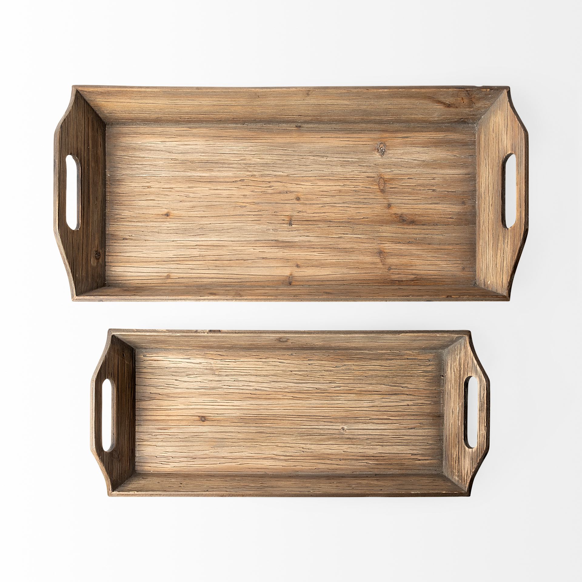 Tawny (Set of 2) Natural Wooden Trays, Decorative Tray by Mercana, 24.8" length x 11.81" width x 3.66" height View 8