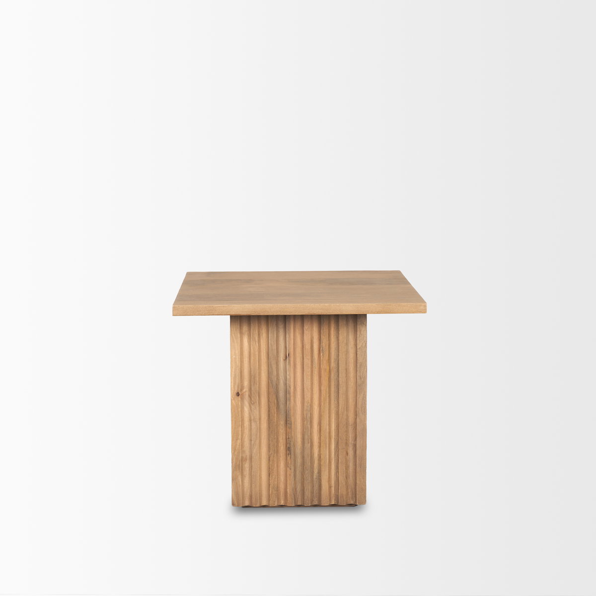 June Light Brown Wood with Fluting Square Side Table, Side & End Table by Mercana, 24" length x 24" width x 22" height View 7