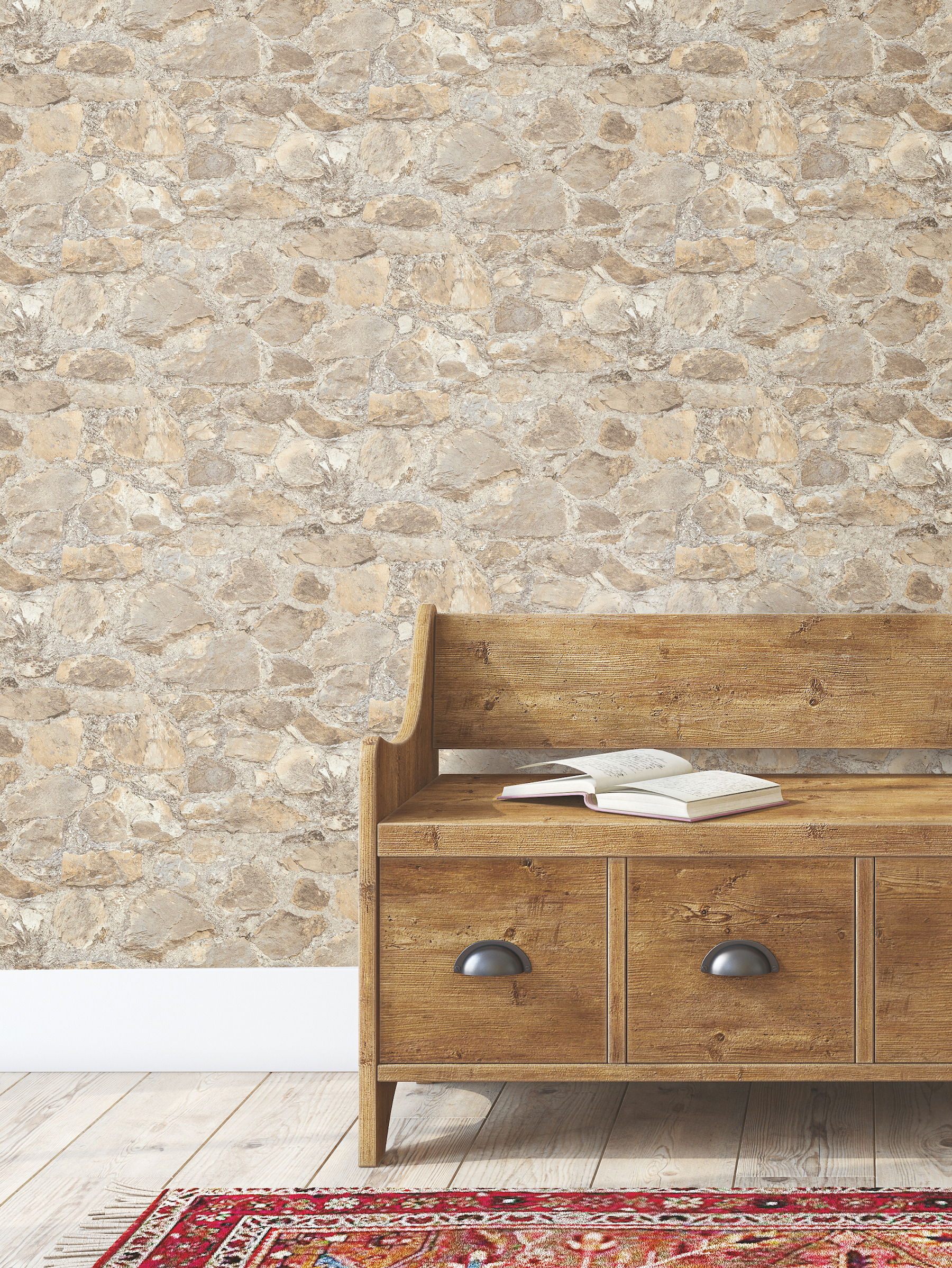 Field Stone Grasscloth Tan & Grey Wallpaper, by York Wall, 33' length x 1'9" width x 0.02" depth View 3