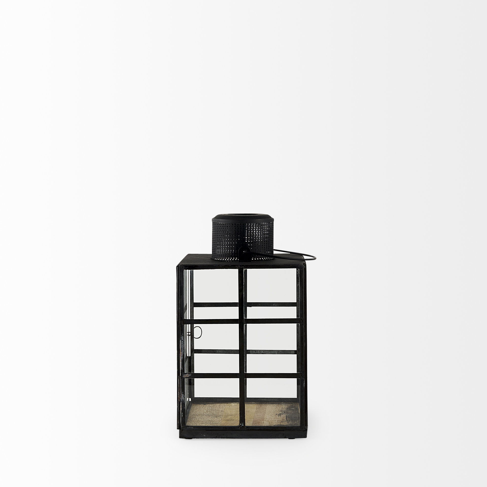 Gamfield   Small Black Metal and Glass Lantern, Lighting by Mercana, 6.1" length x 6.1" width x 10.63" height View 7