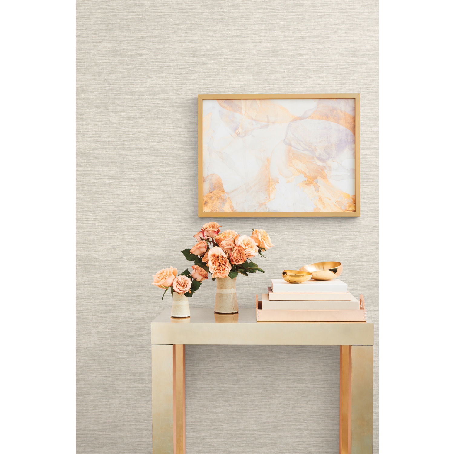 Challis Woven Beige Wallpaper, by York Wall, 33' length x 1'8.5" width x 0.02" depth View 3