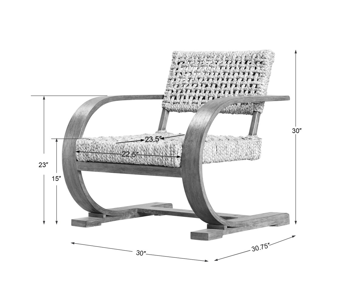 Rehema Natural Woven Accent Chair, by Uttermost, 30" width x 30" height x 30.7" depth View 3