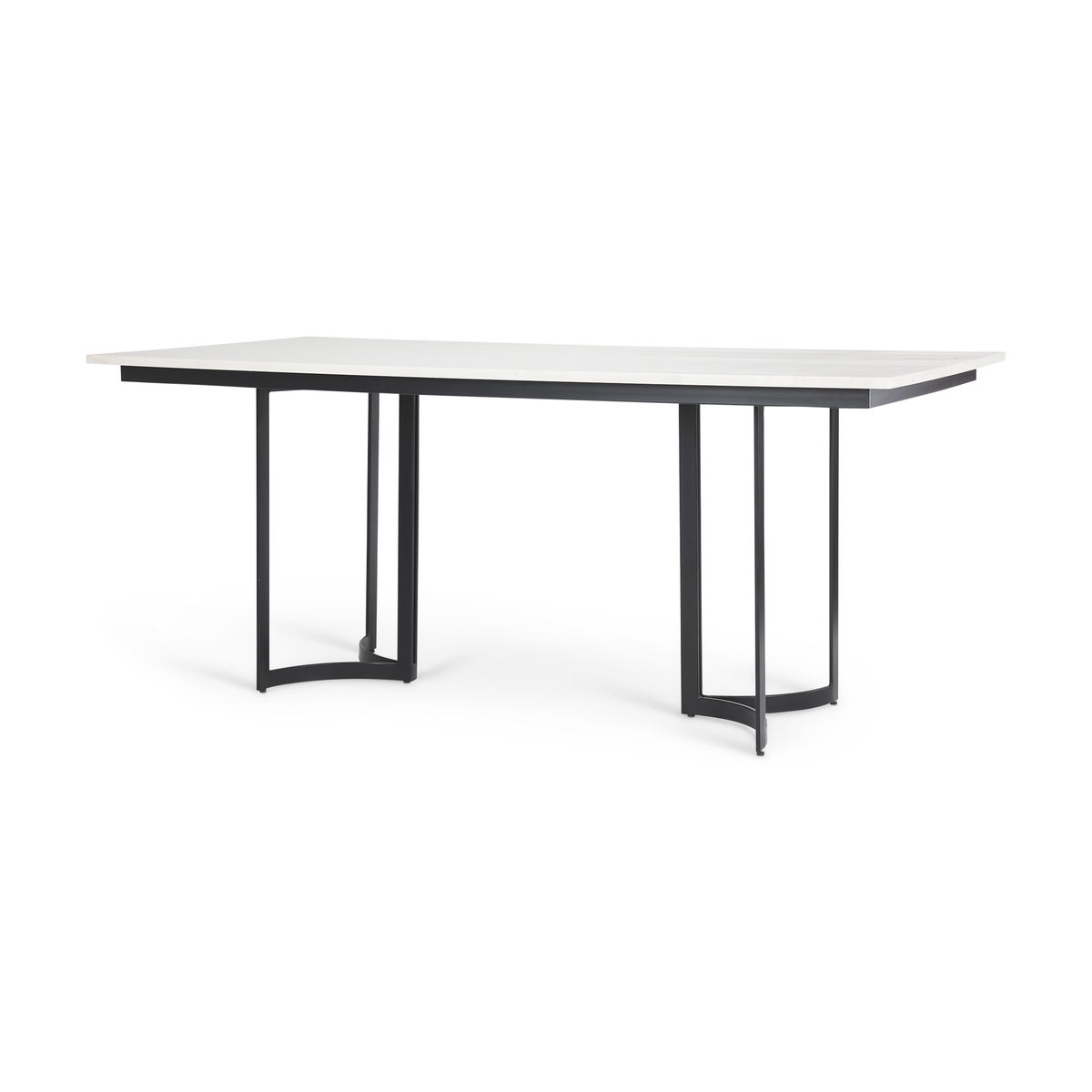 Tanner 71'L x 35'W Rectangular Pedestal Dining Table | Modern | White Marble & Black Metal | Seats 6, by Mercana, 71" length x 35" width x 30" height View 1