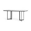 Tanner 71'L x 35'W Rectangular Pedestal Dining Table | Modern | White Marble & Black Metal | Seats 6, by Mercana, 71" length x 35" width x 30" height thumbnail 1