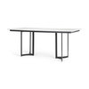 Tanner 71'L x 35'W Rectangular Pedestal Dining Table | Modern | White Marble & Black Metal | Seats 6, by Mercana, 71" length x 35" width x 30" height thumbnail 1