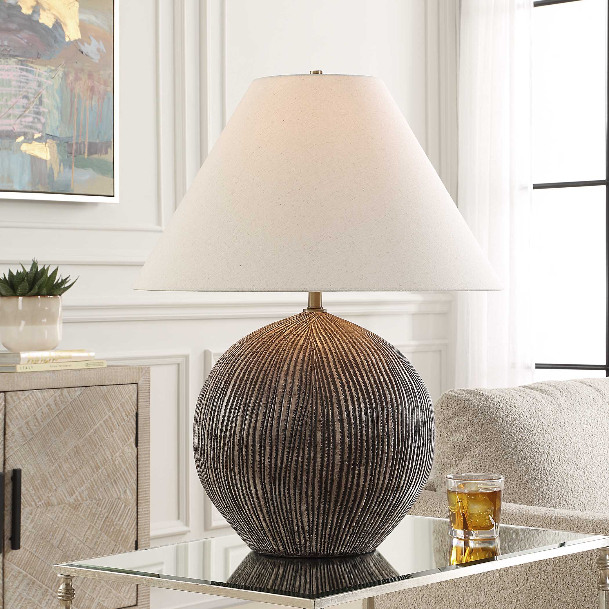 Sayre Dark Brown Table Lamp, by Uttermost, 20" width x 25.5" height x 20" depth View 2