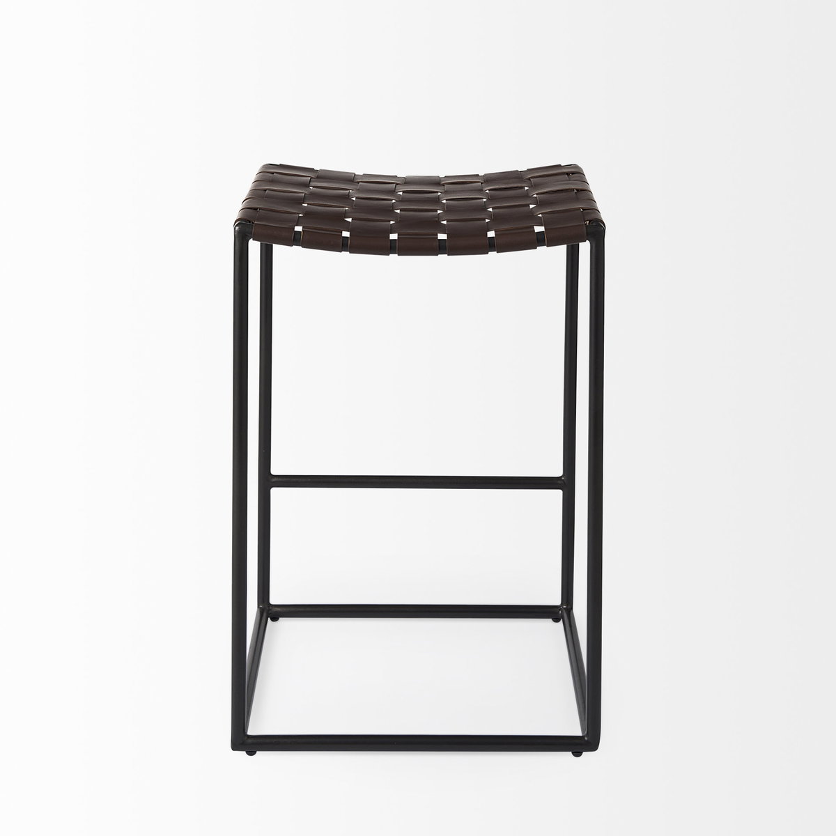 Clarissa Backless 26.25in Seat Counter Stool | Brown Leather with Metal, Counter & Bar Stool by Mercana, 18" length x 16" width x 26" height View 8