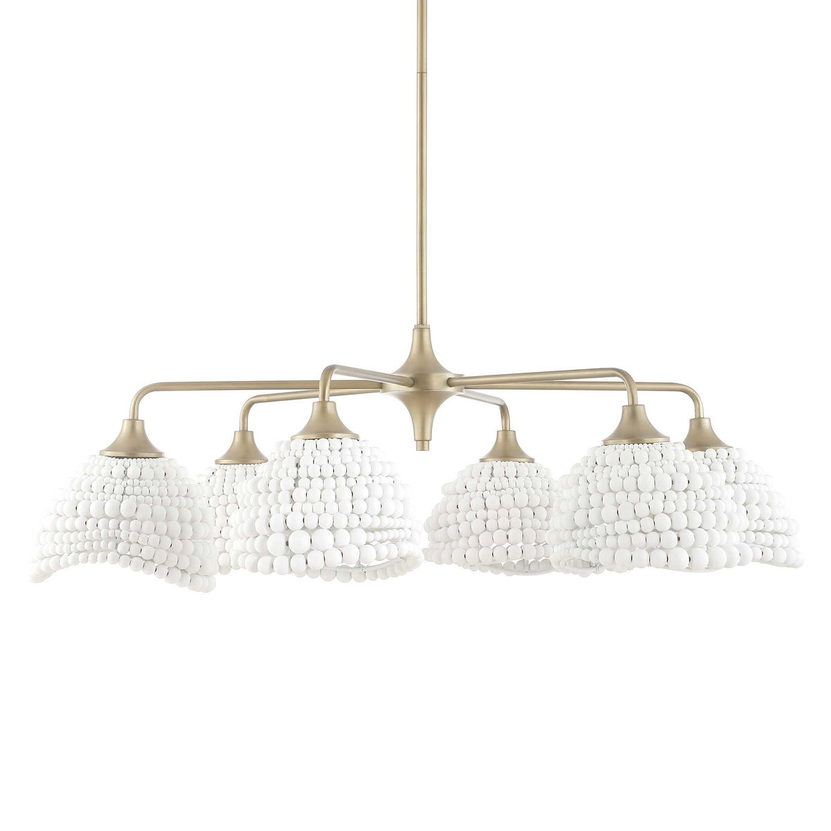 Biddeford 6 Light White Beaded Pendant, Ceiling Light by Uttermost, 36" width x 11" height x 36" diameter View 3
