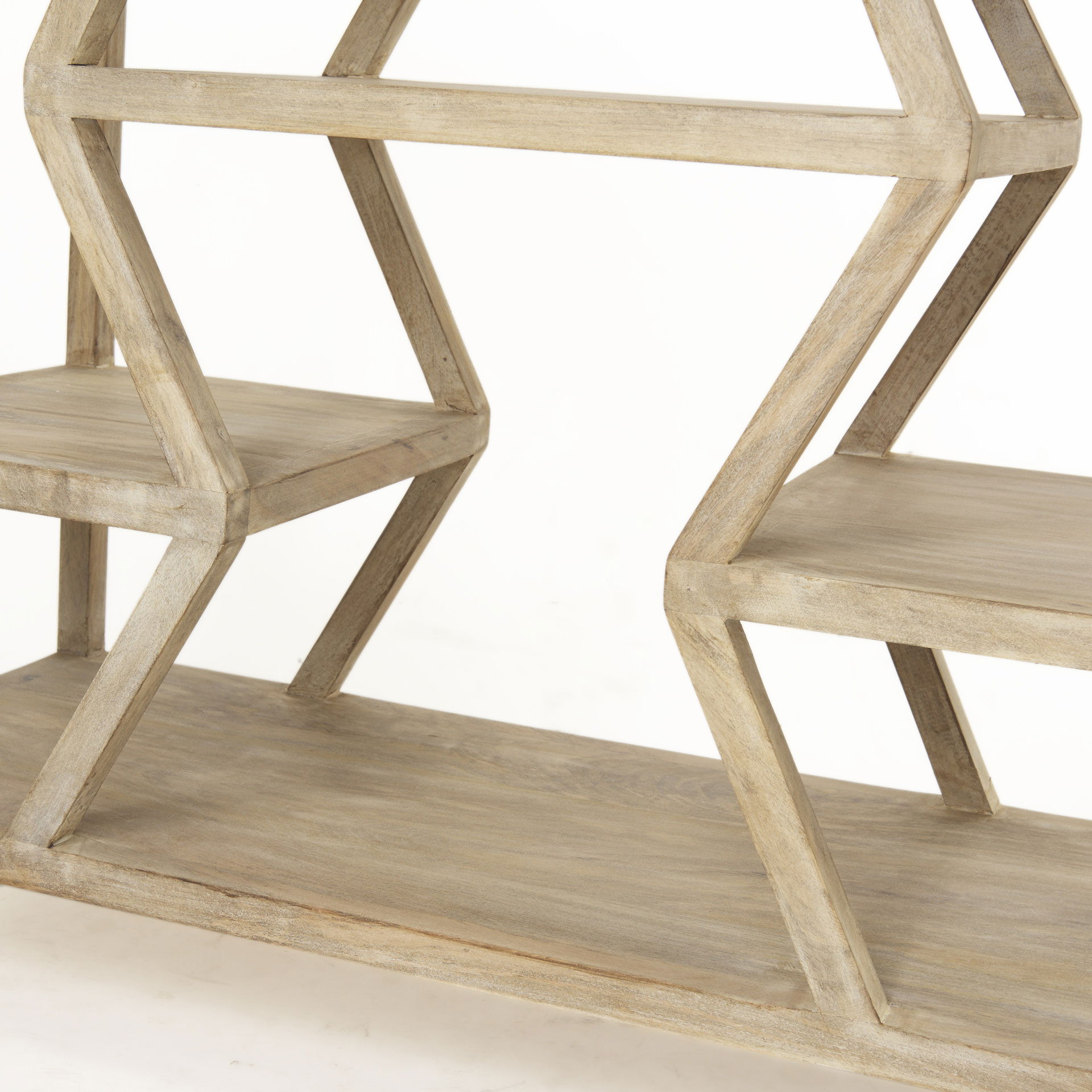Dayton II 66L x 16W Natural Wooden Multi-Level Shelf Console Table large image 