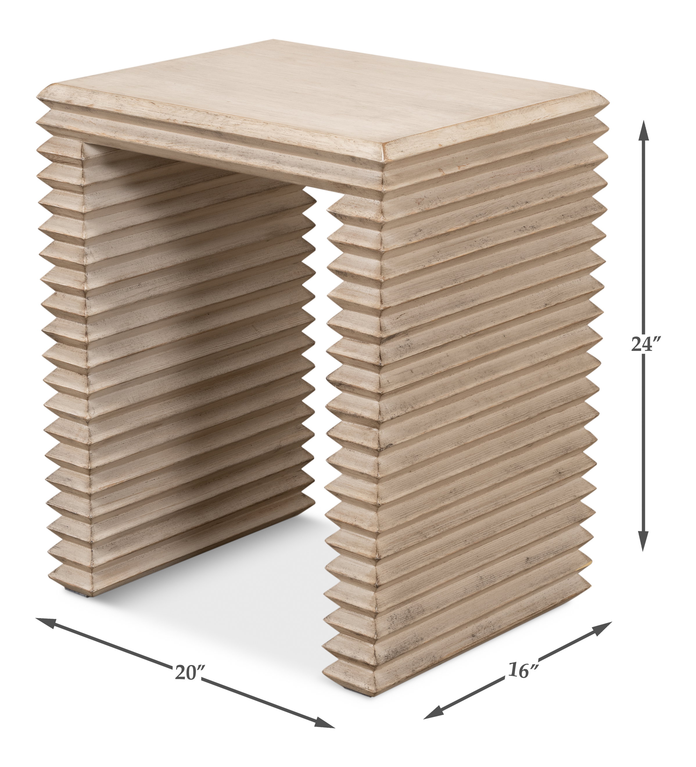 *Stacked Side Table, Stone Grey, Side & End Table by Sarreid, 20" length x 16" width x 24" height View 28