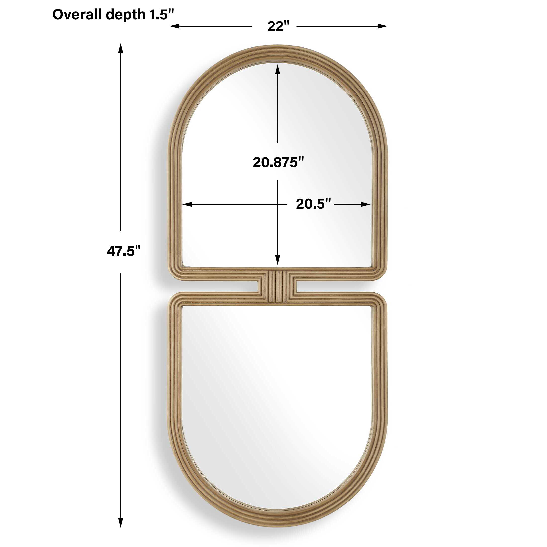 Jacques Art Deco Gold Mirror, by Uttermost, 22" width x 47.5" height x 1.5" depth View 3