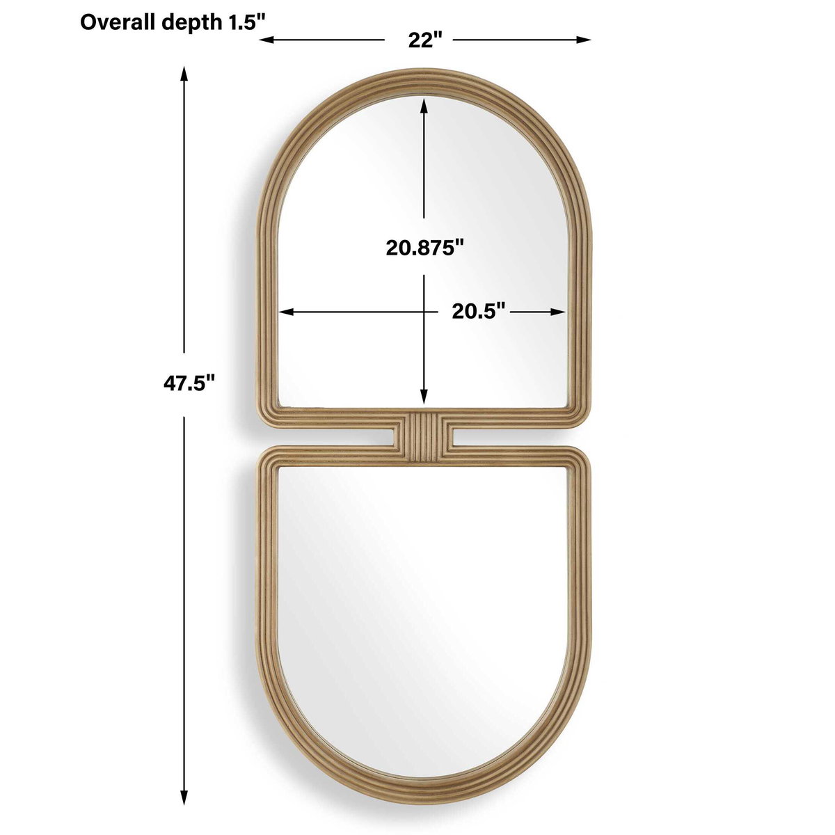 Jacques Art Deco Gold Mirror, by Uttermost, 22" width x 47.5" height x 1.5" depth View 3
