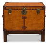 Abilene Leather Box W/Stand, by Sarreid, 1'1" length x 1'11" width x 1'8" height thumbnail 2