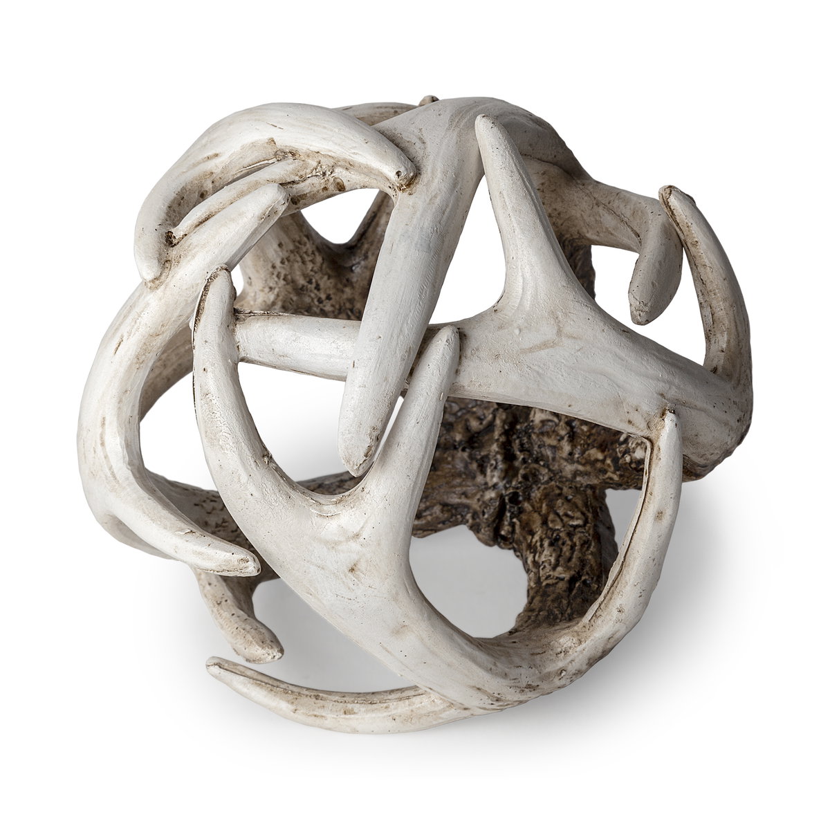 Ramus I (Small) 5L x 5W Brown Antler Shaped Decorative Resin Orb Ball, Decorative Object by Mercana, 4.8" length x 4.8" width x 4.8" height View 1