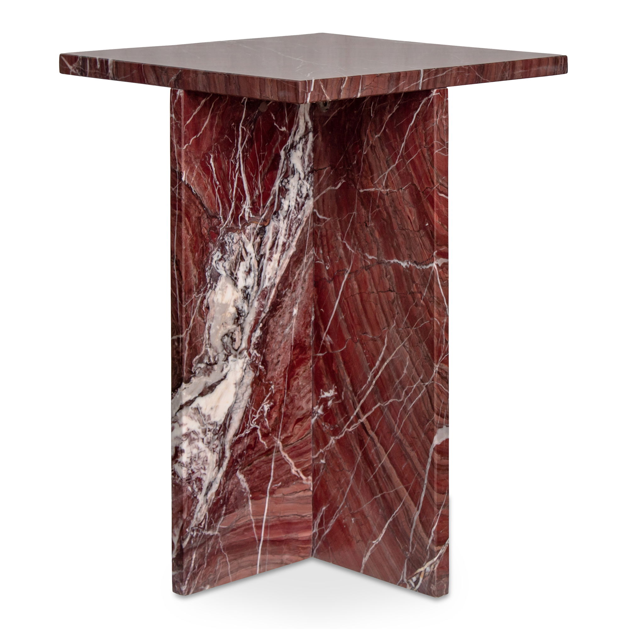 Blair Accent Table Rosso Levanto Marble, Side & End Table by Moe's Home, 14" width x 20" height x 14" depth View 3