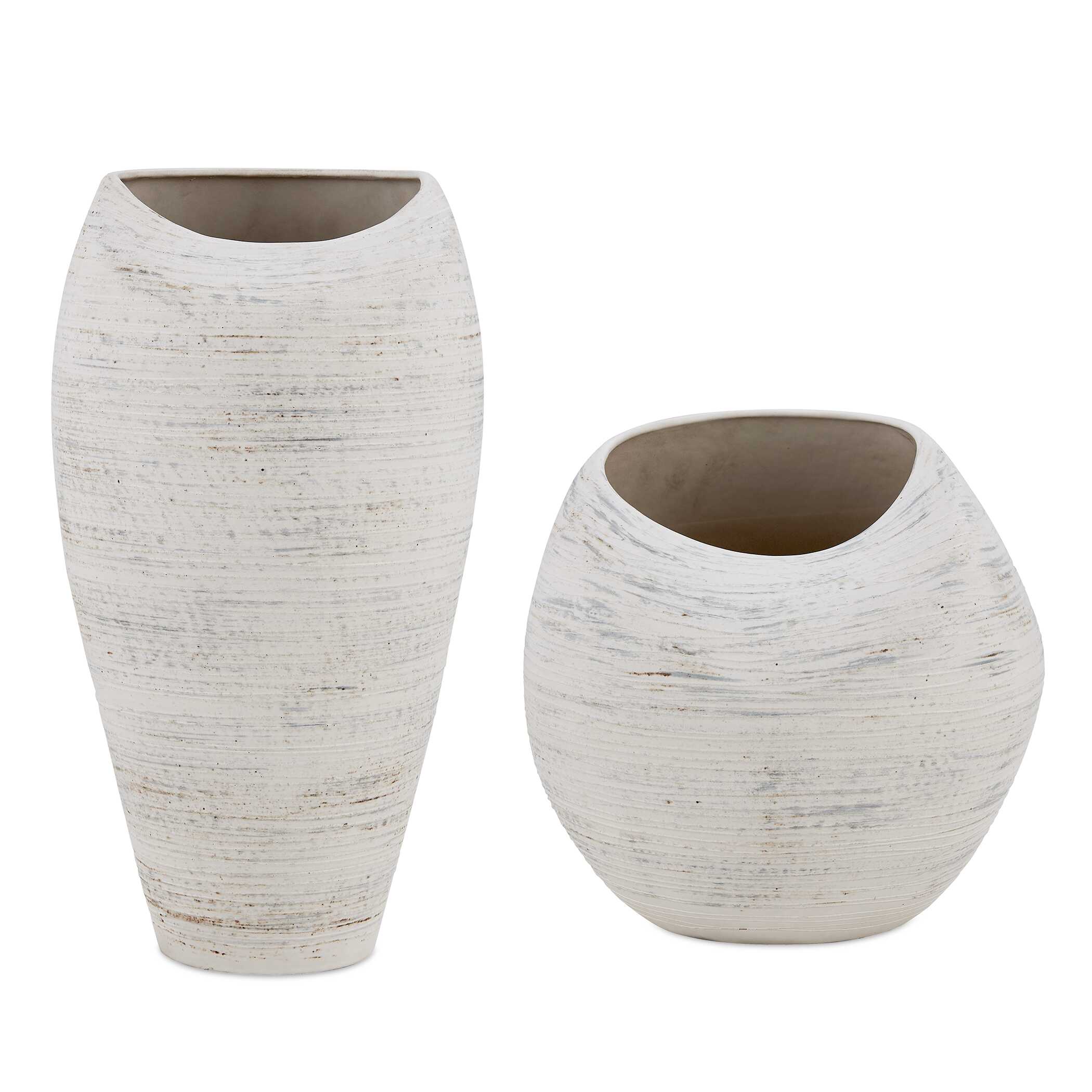 Inara Indoor-Outdoor White Vases Set/2, Decorative by Uttermost, 9.5" width x 9.5" height x 14.25" depth View 1