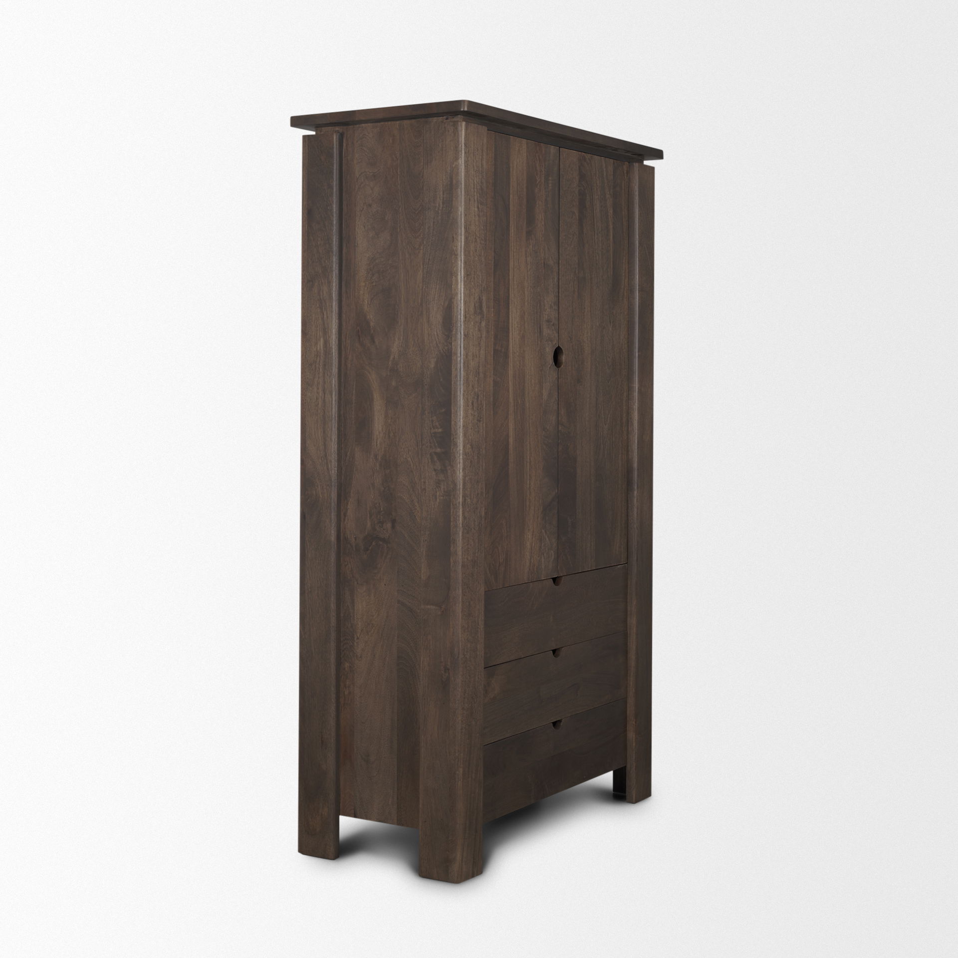 Wallen Solid Dark Brown Wood Curio Cabinet, Cabinets & Sideboard by Mercana, 40" length x 20" width x 70" height View 7