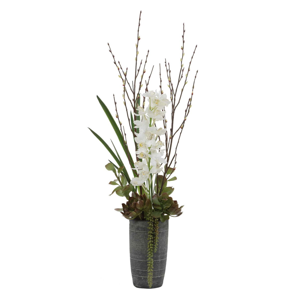 Eterna Orchid Centerpiece & Vase, Artificial Plants & Flower by Uttermost, 19.75" width x 48.5" height x 19.75" depth View 1