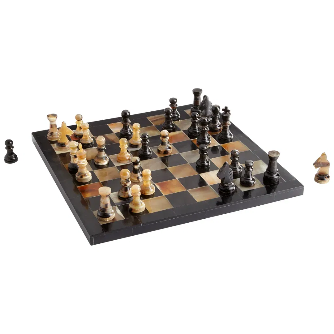 Black Chess Board Game, by Cyan Design, 12.25" width x 2.75" height x 12.25" depth View 1