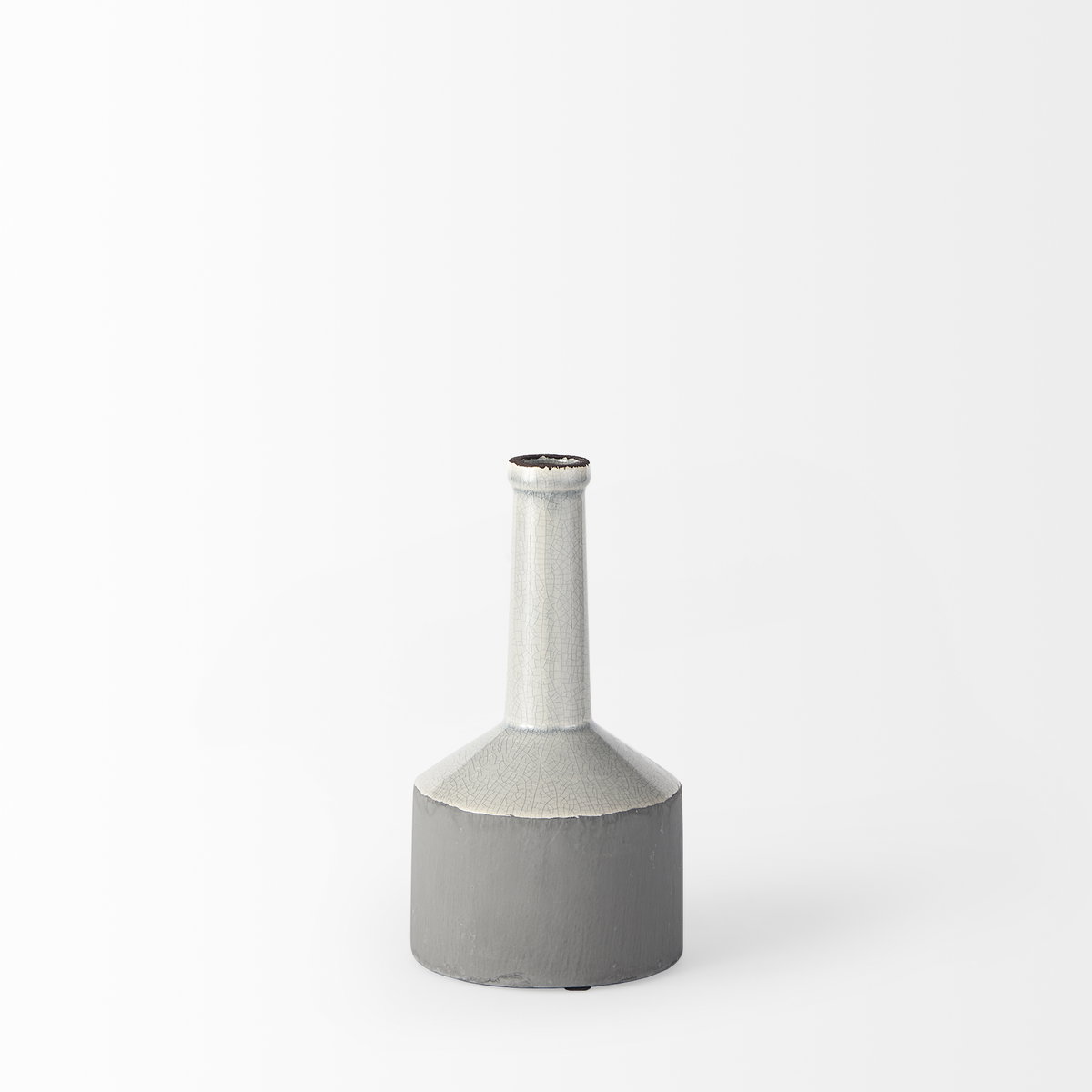Burton 10.2H Small Two Tone Gray Ceramic Jug Vase, Decorative Jar by Mercana, 5.12" length x 5.12" width x 9.45" height View 5