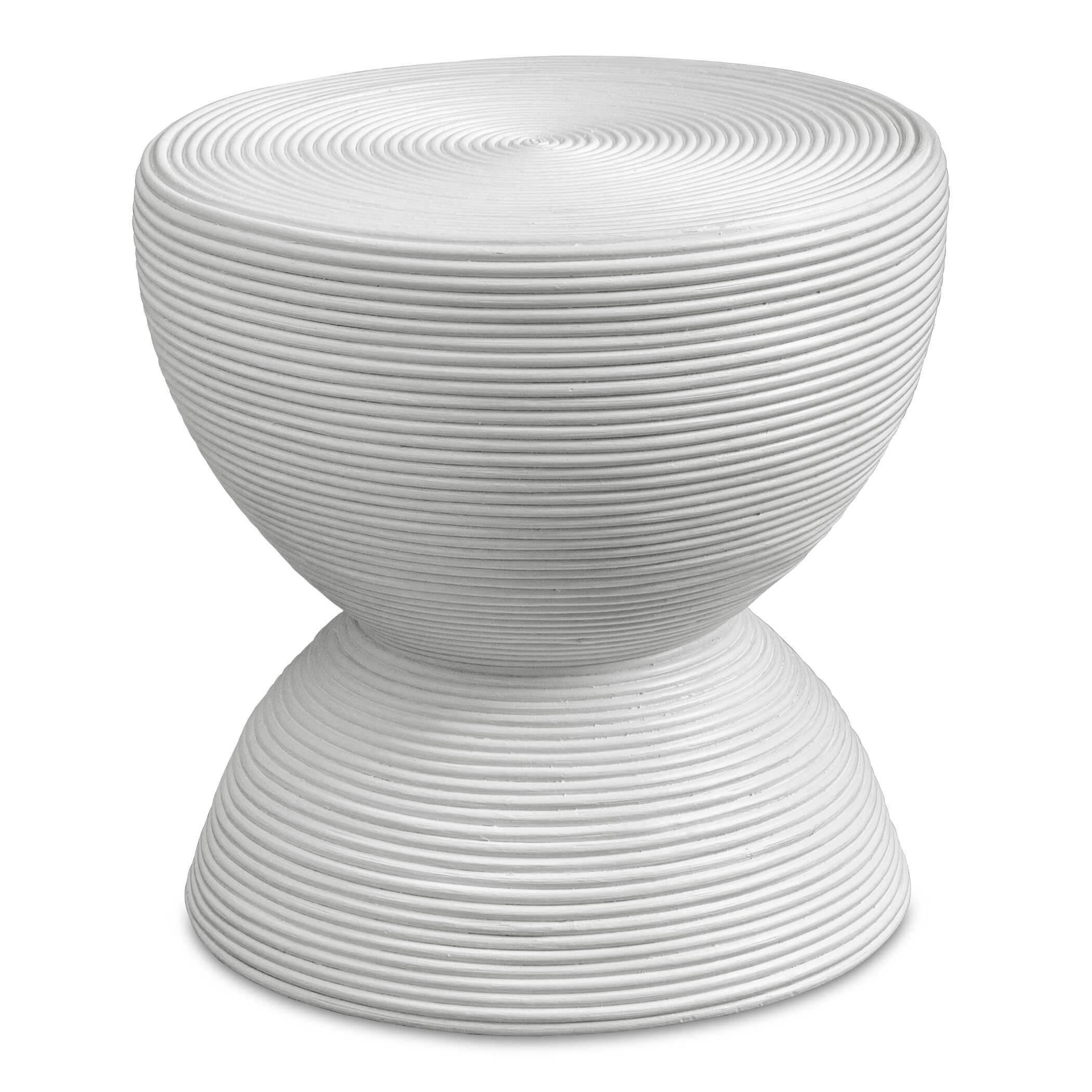 Bongo White Rattan Side Table large image 