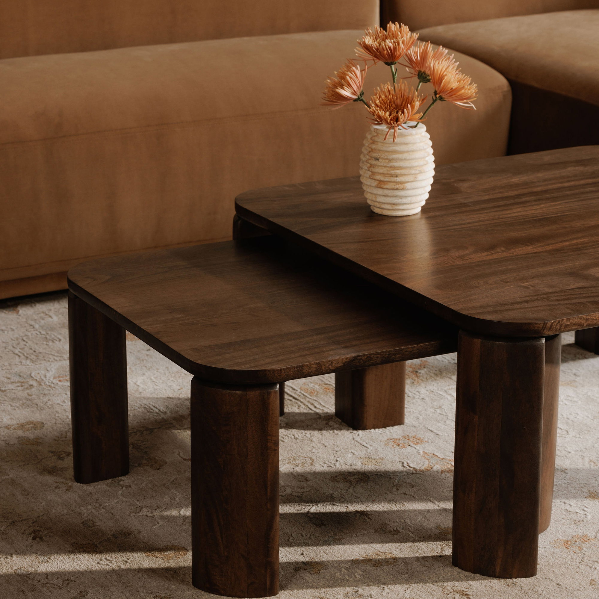 Bailey Nesting Coffee Table Deep Brown, by Moe's Home, 35" width x 16" height x 35" depth View 6