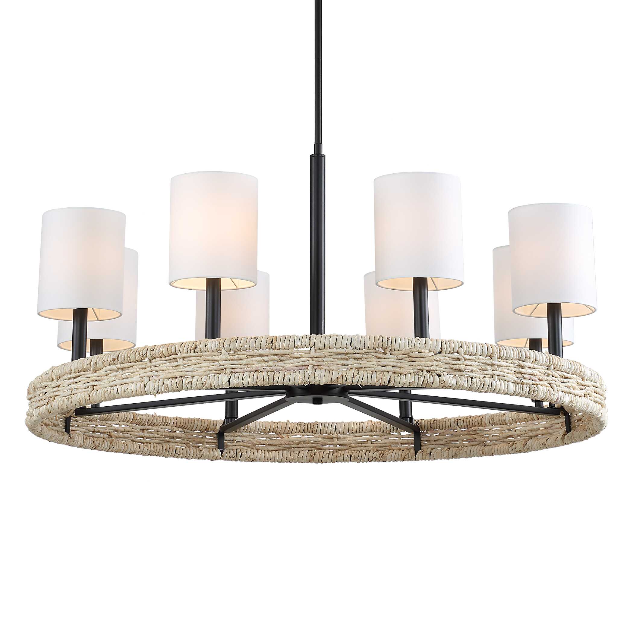 Faiyam 8 Light Rattan Chandelier, Ceiling Light by Uttermost, 36.5" width x 18.25" height x 36.5" depth View 1