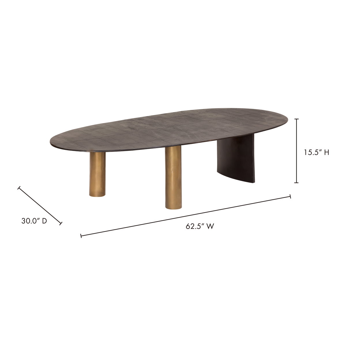 Nicko Coffee Table Black, by Moe's Home, 62.5" width x 16.25" height x 30" depth View 7