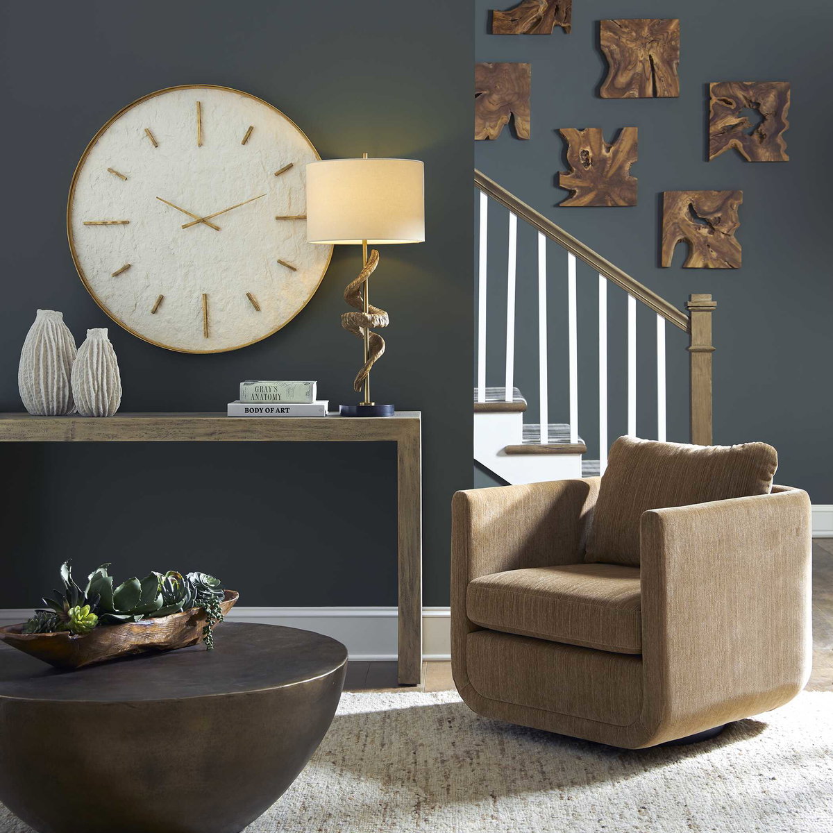 Abound Ginger Swivel Chair, Accent Chair by Uttermost, 29.5" width x 26.5" height x 32" depth View 5
